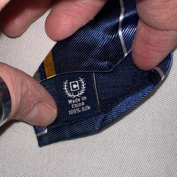 Chaps Blue And Gold Striped Silk Tie - Picture 4 of 6